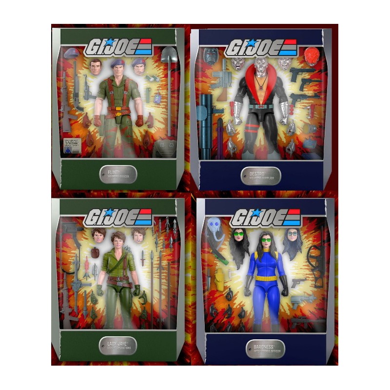 Set 4 Figuras G.I. Joe Ultimates Lady Jaye, Baroness, Destro y Flint Super7