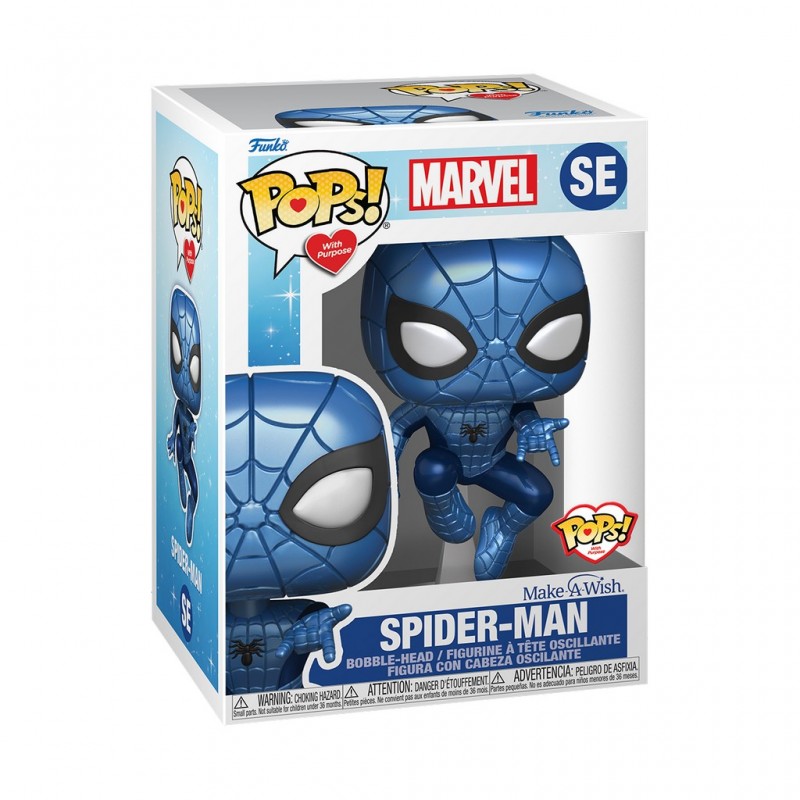 Figura Spider-Man Metallic Blue  Pop! Marvel: Make-A-Wish