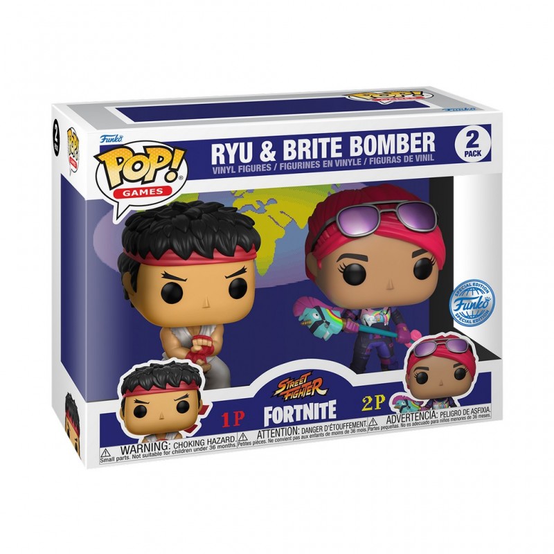 Pack Figuras Ryu y Brite Bomber  Fortnite Games POP Funko 2