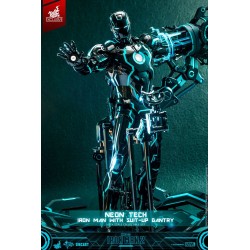 Figura Iron Man 2 Neon Tech  with Suit-Up Gantry Escala 1/6 Hot Toys