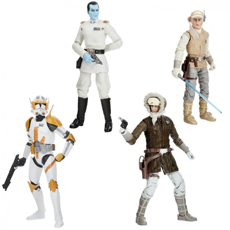 Pack 4 Figuras Star Wars Greatest Hits Black Series Han Solo Hoth, Almirante Thrawn, Luke Skywalker Hoth y Clone Commander Cody