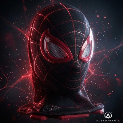 SPIDER-MAN MILES MORALES MASCARA ELECTRONICA REPLICA 1:1 SPIDER-MAN 2 MARVEL LEGENDS
